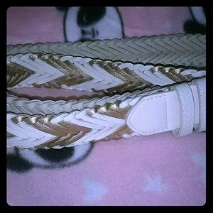 Gold/off white leather belt  (2x)